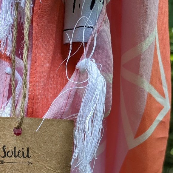 SOLEIL Pareo Wrap Swim Cover Up in Pink Geometric Print One Size New - Picture 6 of 6